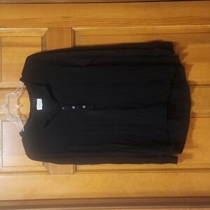 Lou & Grey Black Long Sleeve Henley Shirt, Women's Size Small, GUC